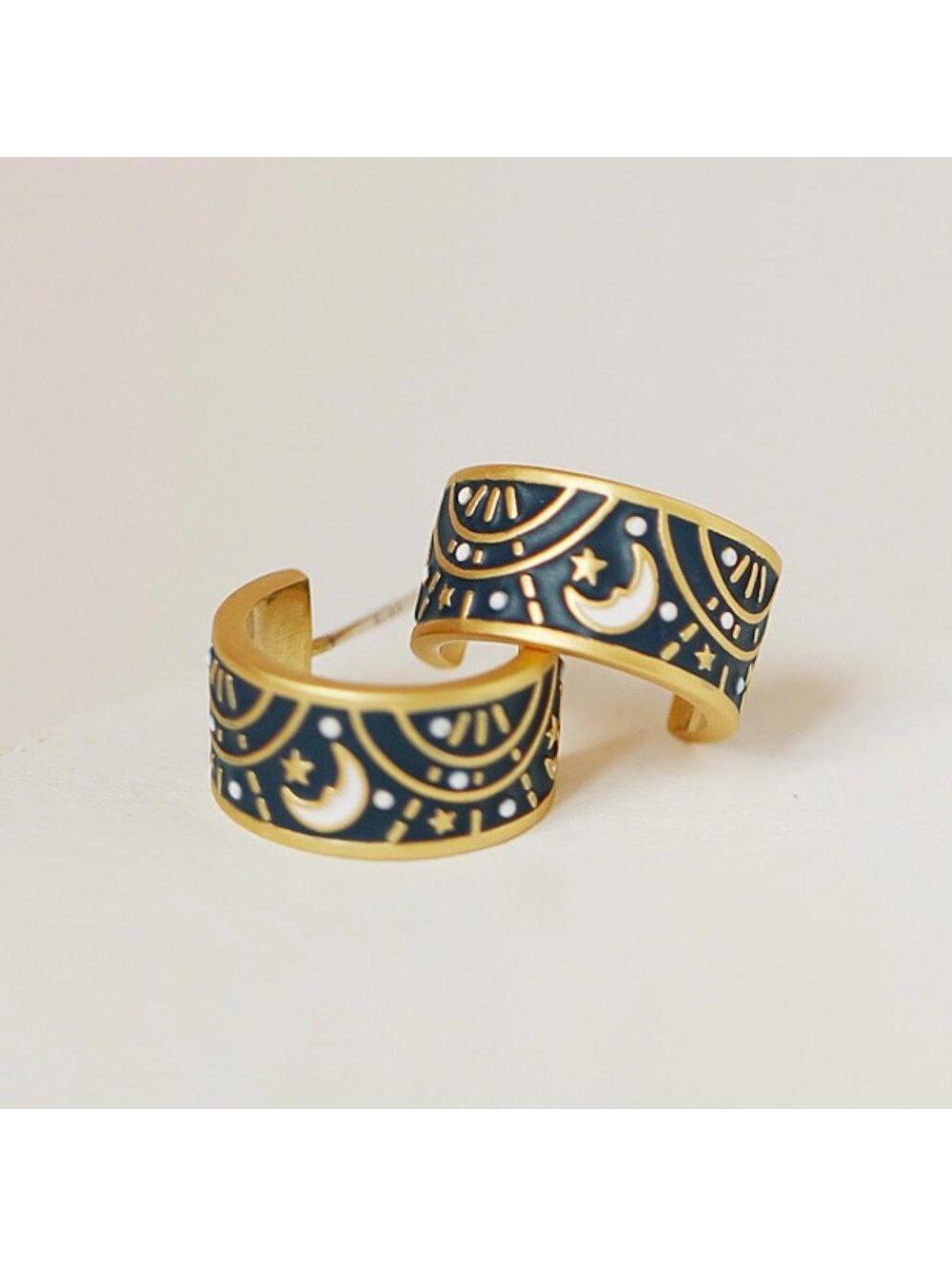 Madewell Enamel Celestial Hoop Earrings